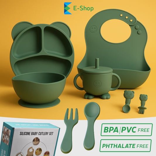 SILIKONSKI SET PRIBORA ZA JELO ZA DECU