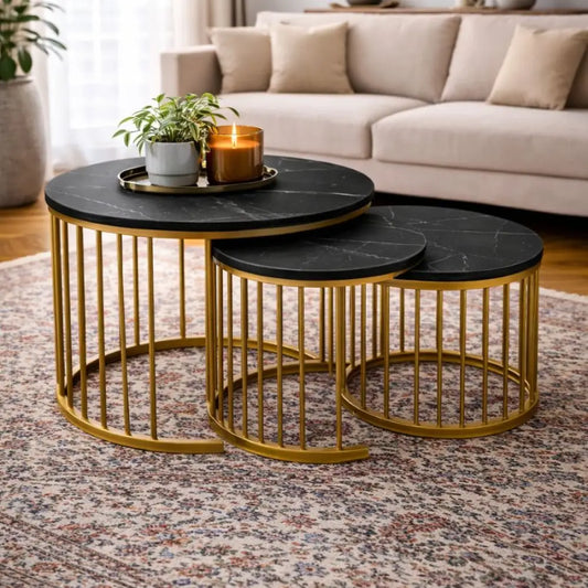 STOLIĆI ZA KAFU IMITACIJA MERMERA"MILANO"- 3 KOMADA