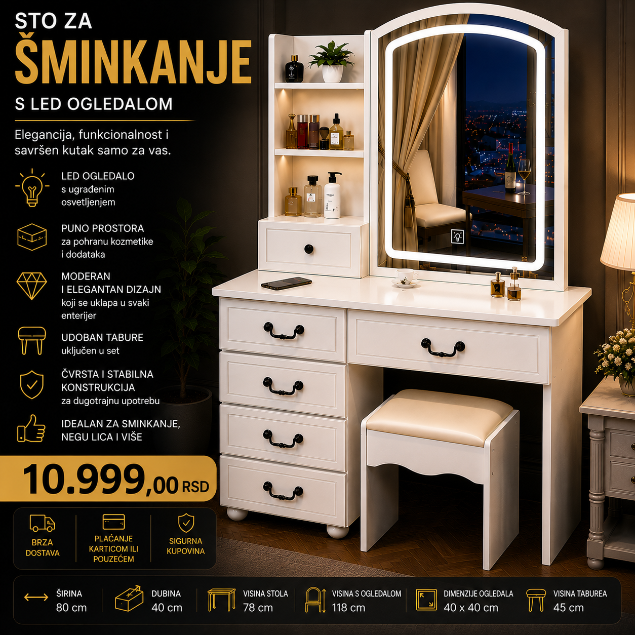 STO ZA ŠMINKANJE "ELISSE"