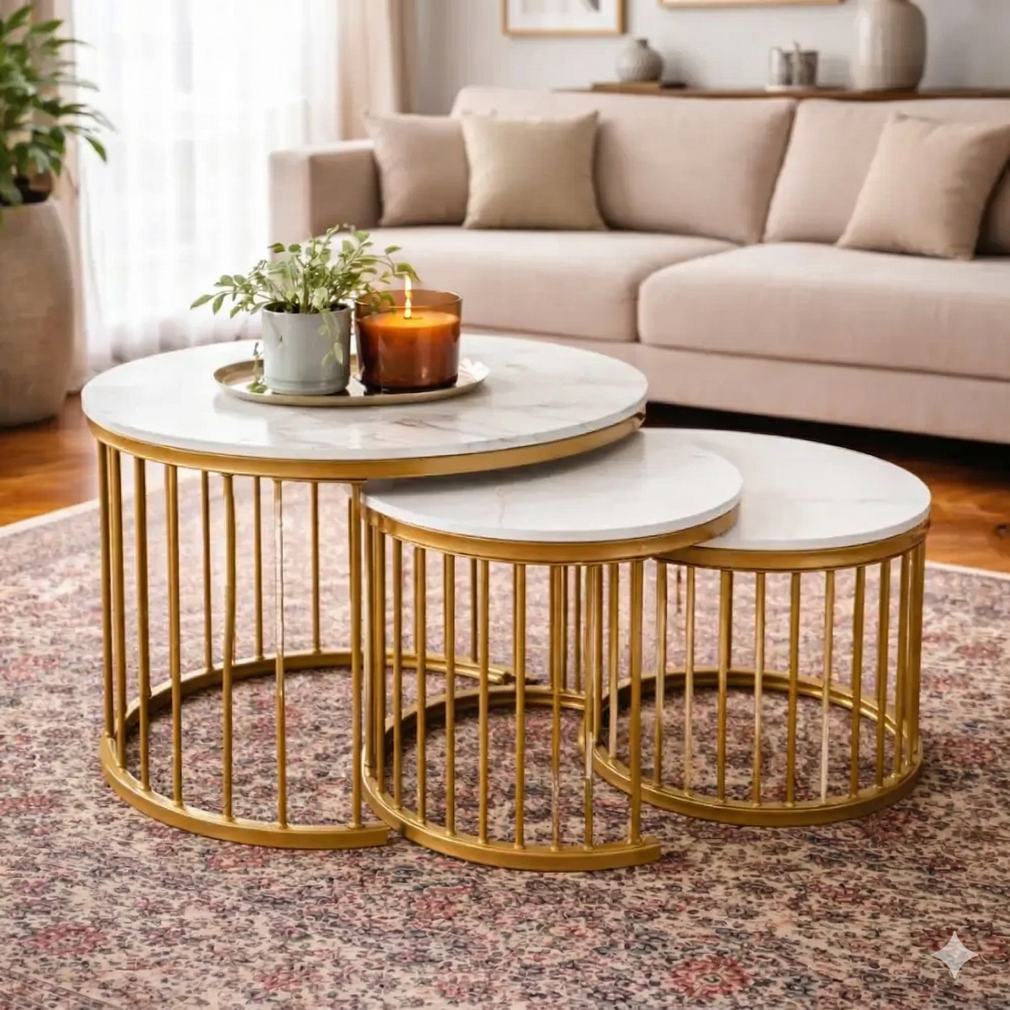 STOLIĆI ZA KAFU IMITACIJA MERMERA"MILANO"- 3 KOMADA