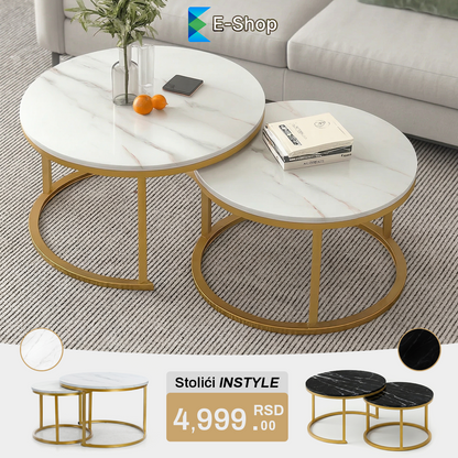 STOLIĆI ZA KAFU IMITACIJA MERMERA "INSTYLE" -2 KOMADA