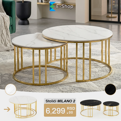 STOLIĆI ZA KAFU IMITACIJA MERMERA "MILANO"- 2 KOMADA